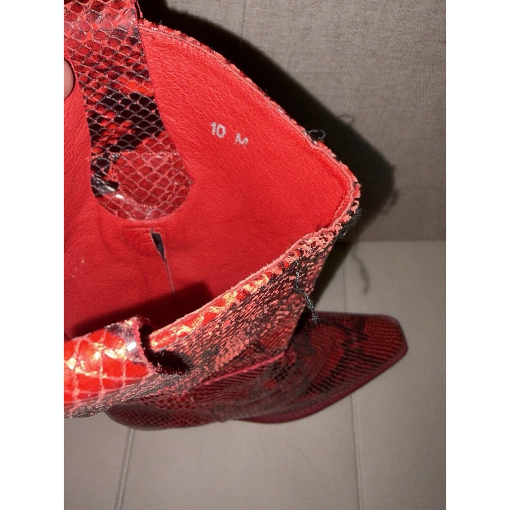 Snakeskin Cowboy Boots Red Women Sz 10 Snakeskin Cowboy Boots‎ Tall Rare - Picture 5 of 7